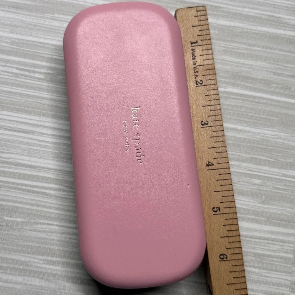 Kate Spade Pink Green Hard Clamshell Eyeglass Case So Happy To See You